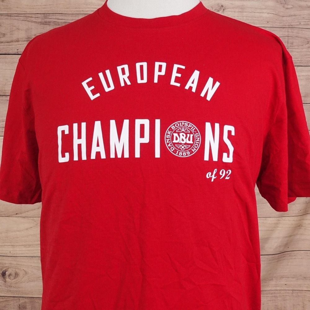 Denmark Shirt Mens XL Red Soccer Hummel European Champions Of 92 DBU Fan Tee